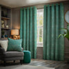 Paoletti Gatsby Jacquard Eyelet Curtains in Emerald