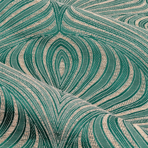 Geometric Green Curtains - Gatsby Jacquard Eyelet Curtains Emerald Paoletti