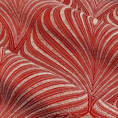 Geometric Red Curtains - Gatsby Jacquard Eyelet Curtains Terracotta Paoletti