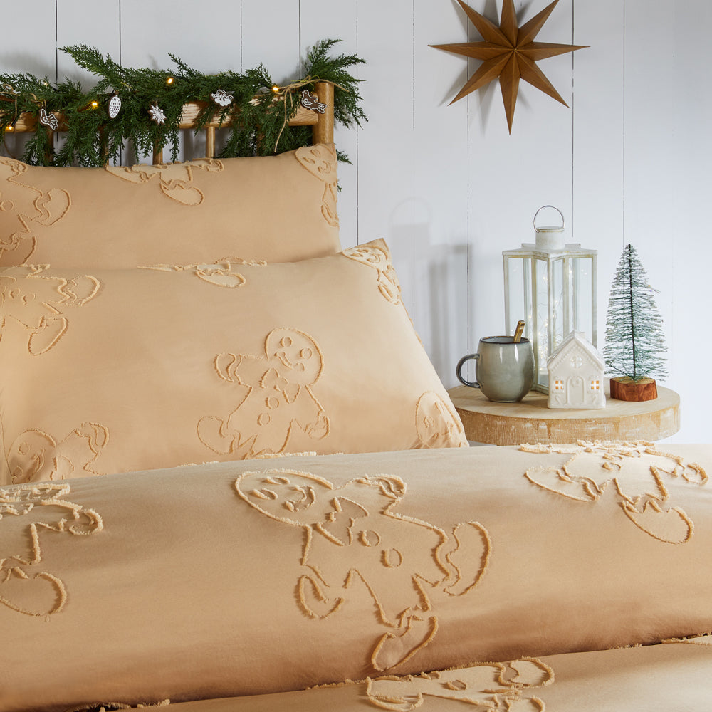 Gingerbread Tufted Soft Touch Duvet Cover Set Ginger
