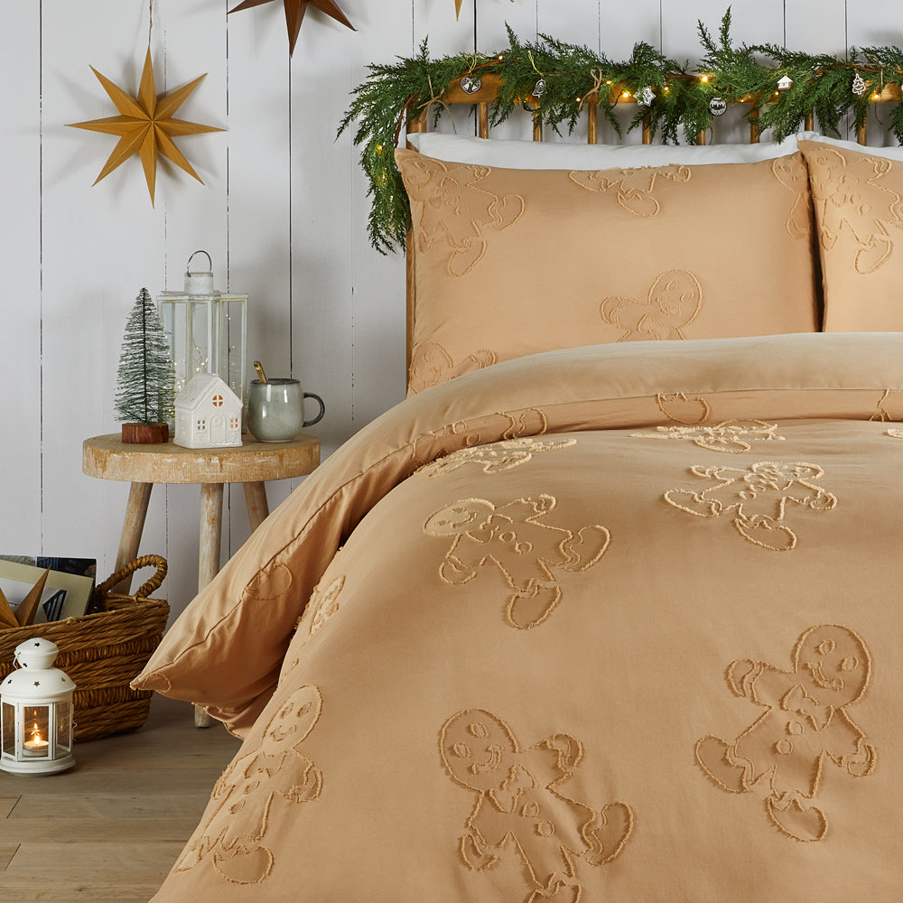 Gingerbread Tufted Soft Touch Duvet Cover Set Ginger