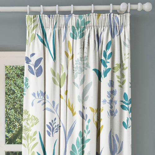 Floral Blue M2M - Garden Fresh Morning Blue Made to Measure Curtains Evans Lichfield
