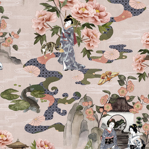 Global Pink Wallpaper - Geisha Floral Wallpaper Sample Blush Paoletti