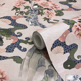 Paoletti Geisha Floral Wallpaper in Blush