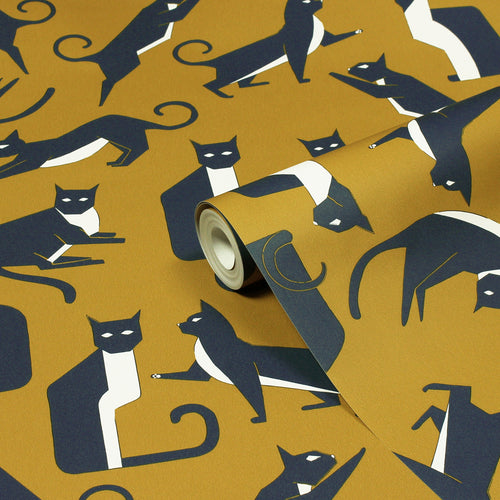 Geometric Yellow Wallpaper - Geo Cat  Wallpaper Sample Mustard furn.