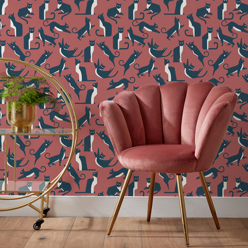 Geometric Pink Wallpaper - Geo Cat  Wallpaper Pink furn.