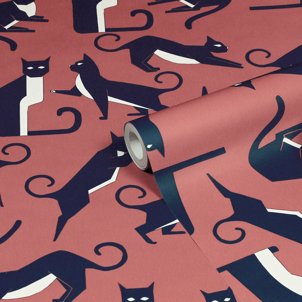Geo Cat Wallpaper Sample Pink