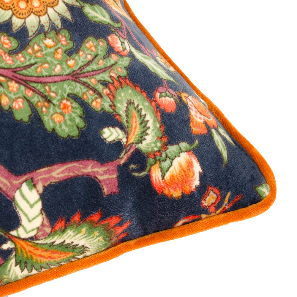 Georgia Printed Velvet Cushion Royal Blue