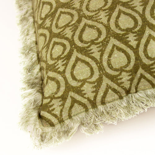 Geometric Green Cushions - Georgi  Cushion Cover Olive Yard
