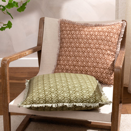 Geometric Green Cushions - Georgi  Cushion Cover Olive Yard