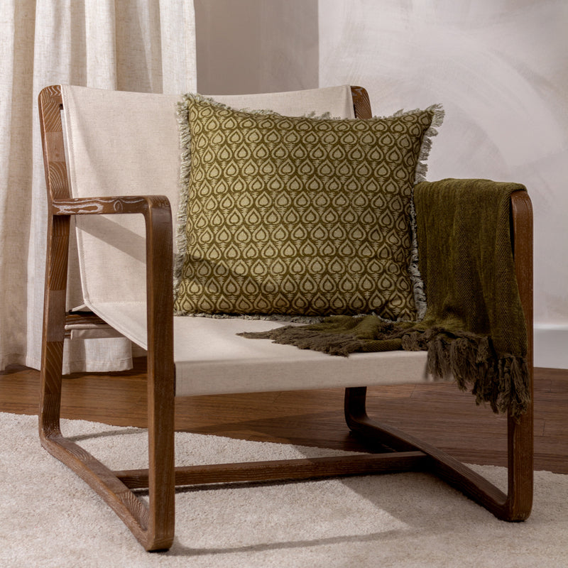 Geometric Green Cushions - Georgi  Cushion Cover Olive Yard