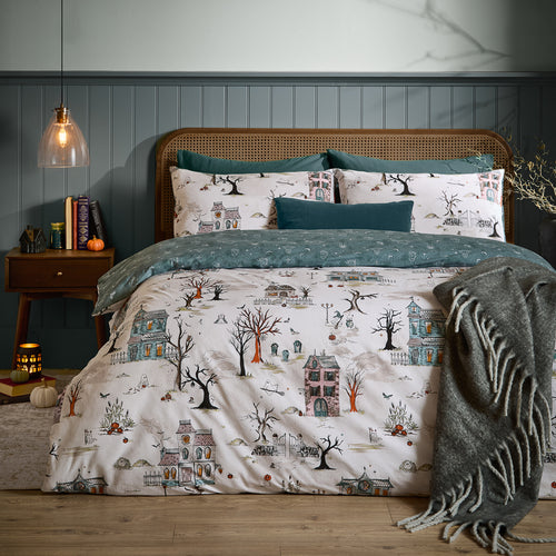 Woodland Blue Bedding - Ghost Town Reversible Halloween Duvet Cover Set Dusk Furn
