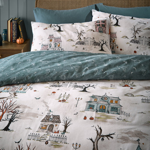 Ghost Town Reversible Halloween Duvet Cover Set Dusk