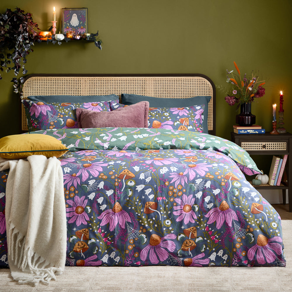 Floral Multicolour Bedding - Ghoul Gardens Halloween Reversible Duvet Cover Set Multicolour Furn