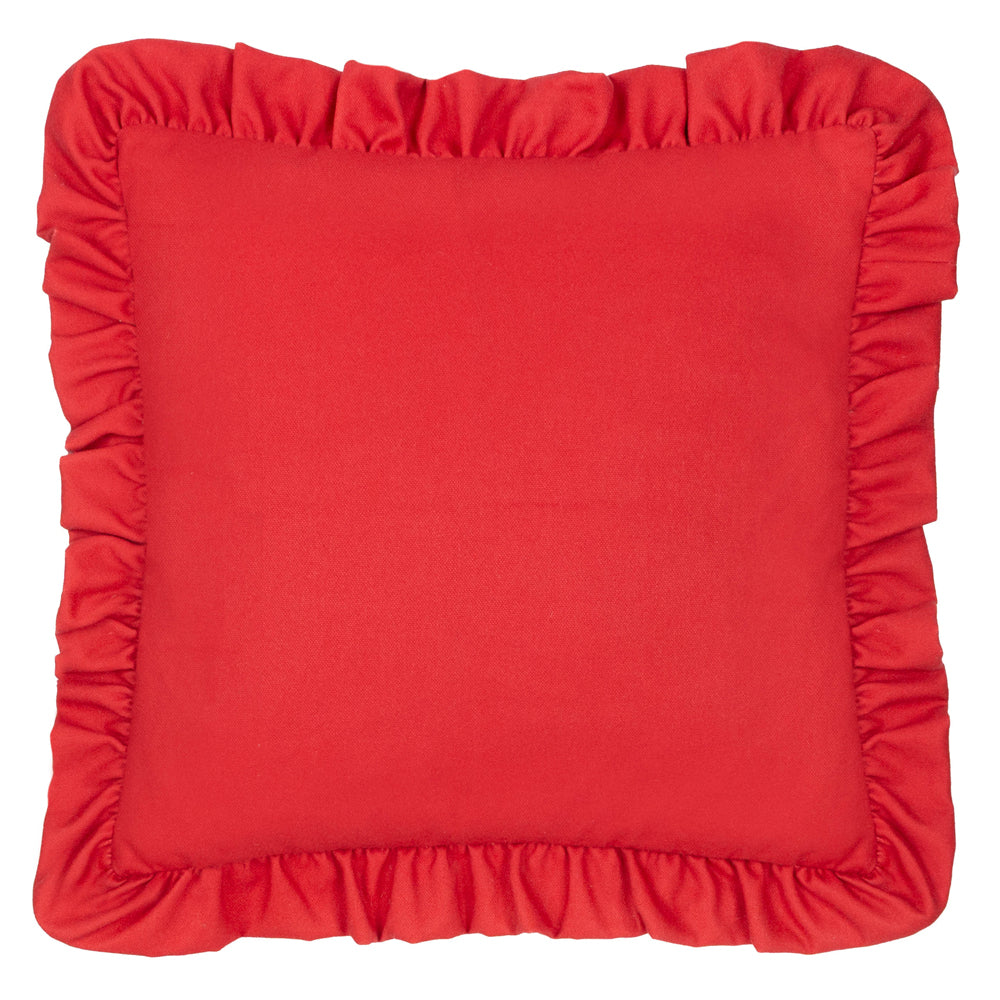 Gingham Chilli Printed Ruffle Cushion Red