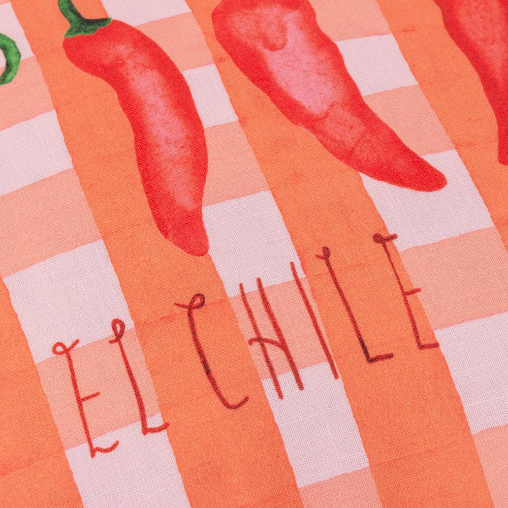 Gingham Chilli Printed Ruffle Cushion Red