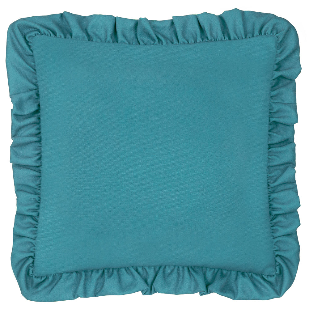 Gingham Crab Printed Ruffle Cushion Blue