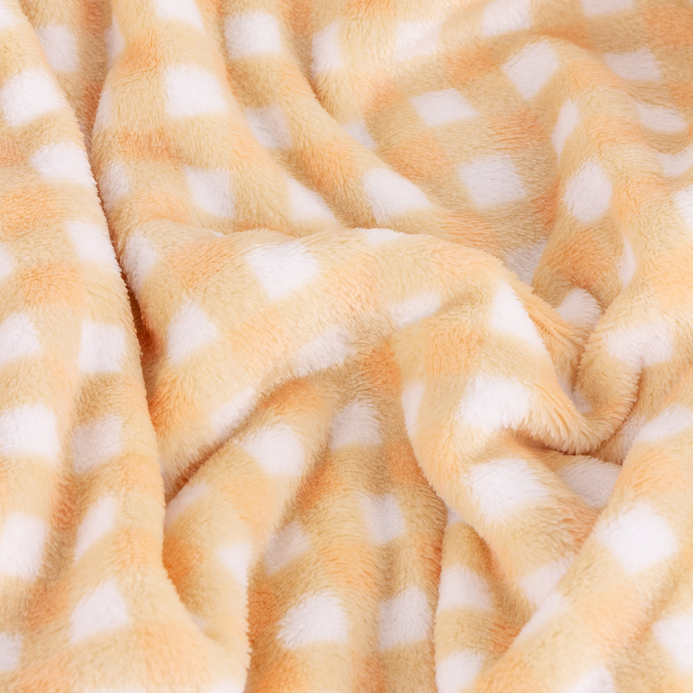 Gingham Printed Fleece Throw Yellow