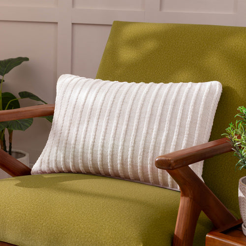 Striped White Cushions - Giyla Chenille  Cushion Cover Milk furn.