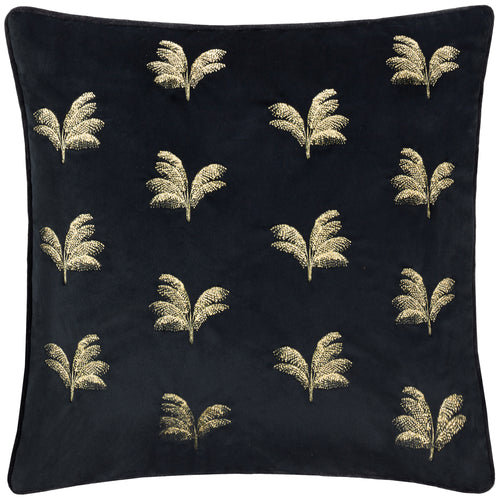 Not Applicable Black Cushions - Guilded Palms Embroidered Cushion Cover Black Paoletti