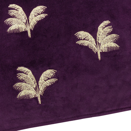 Not Applicable Purple Cushions - Guilded Palms Embroidered Cushion Cover Plum Paoletti