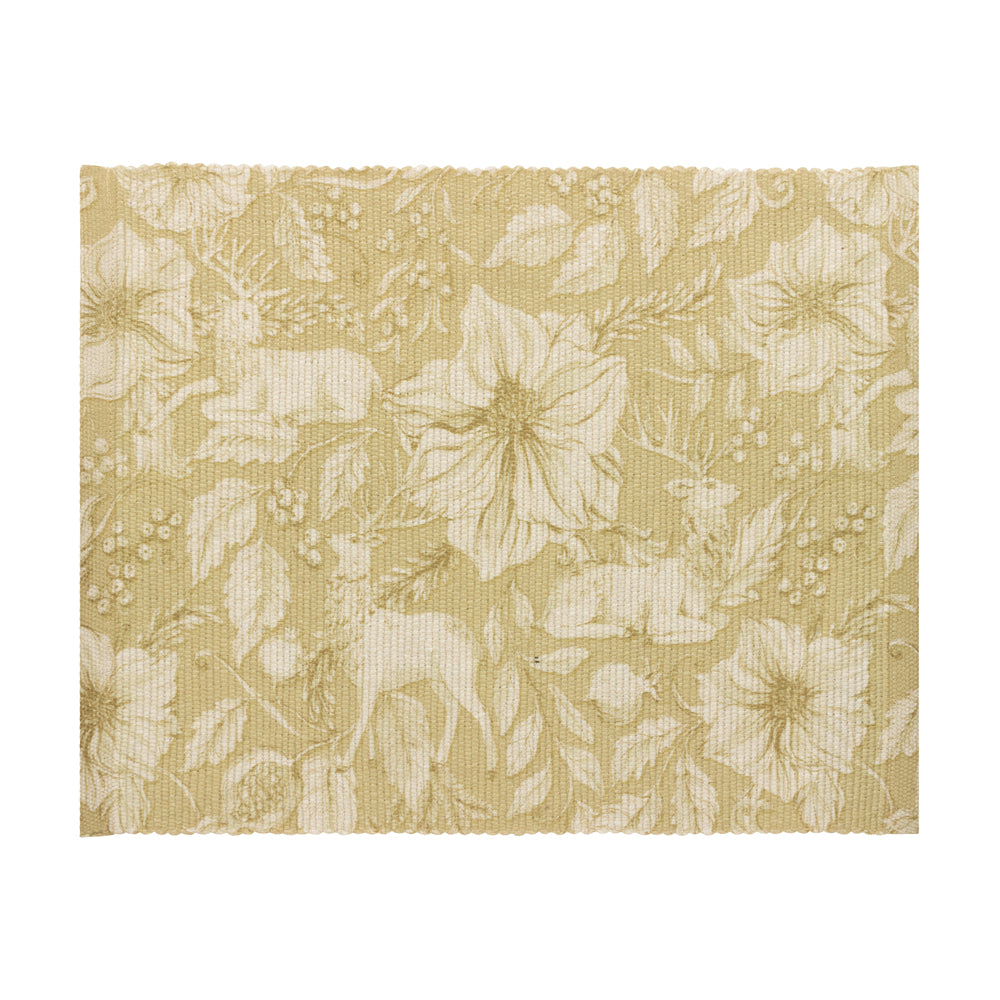 Gold Stag Set of 4 Christmas Festive Placemats Gold