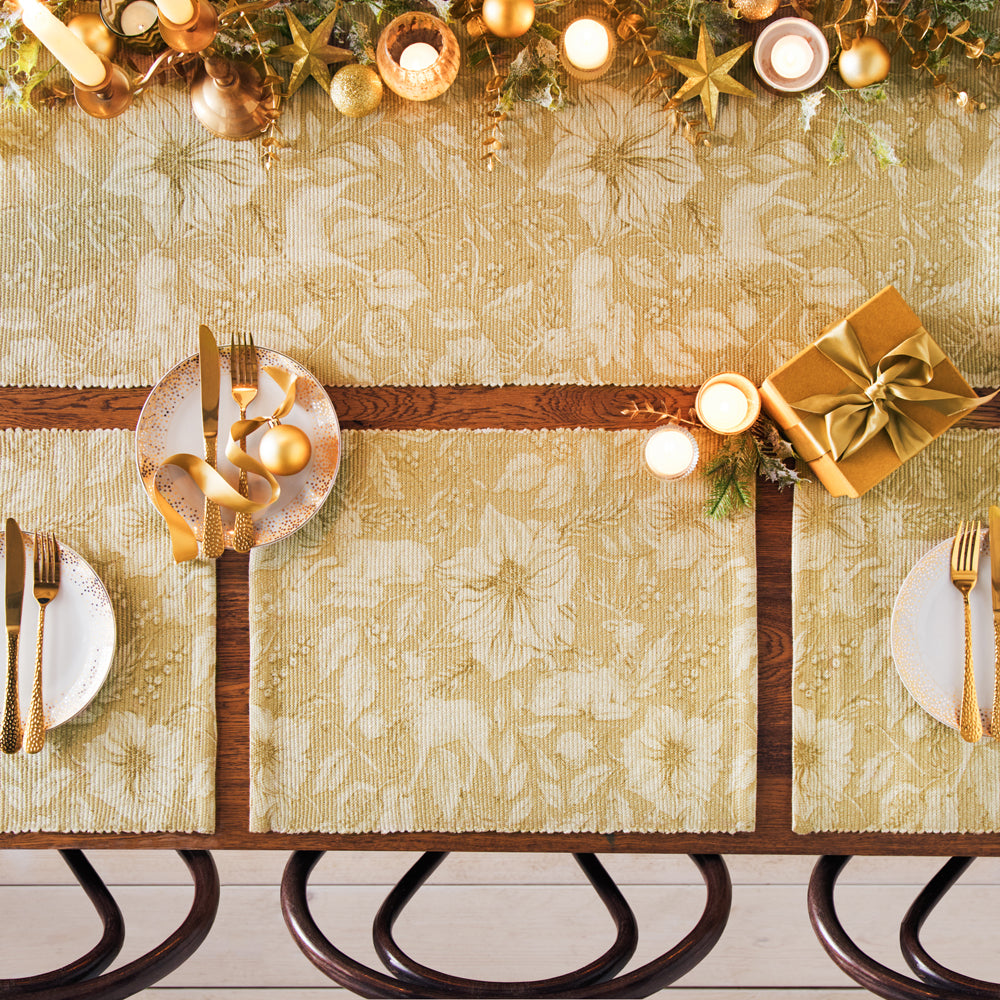 Animal Gold Accessories - Gold Stag Set of 4 Christmas Festive Placemats Gold Paoletti