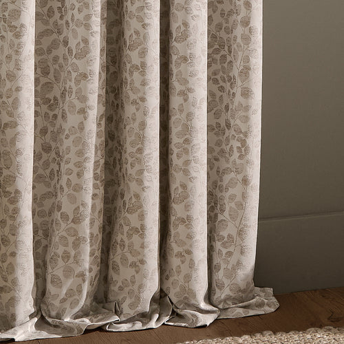 Grace Leaf Jacquard Fully Lined Pencil Pleat Curtains Natural
