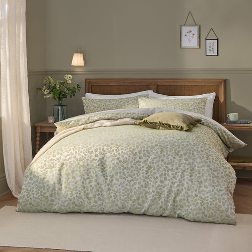 Floral Green Bedding - Grace Leaf Jacquard Satin Duvet Cover Set Sage Wylder