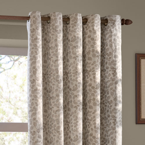 Grace Leaf Jacquard Fully Lined Eyelet Curtains Natural