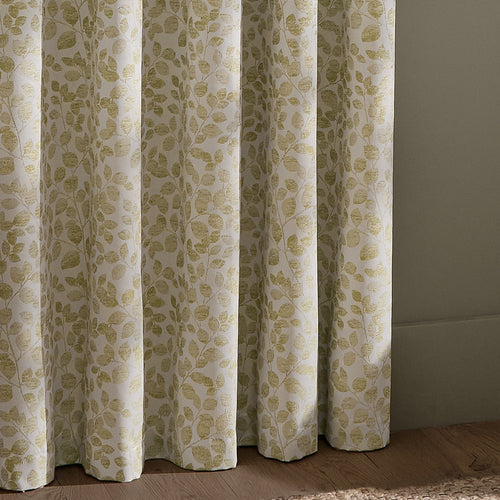 Grace Leaf Jacquard Fully Lined Eyelet Curtains Sage