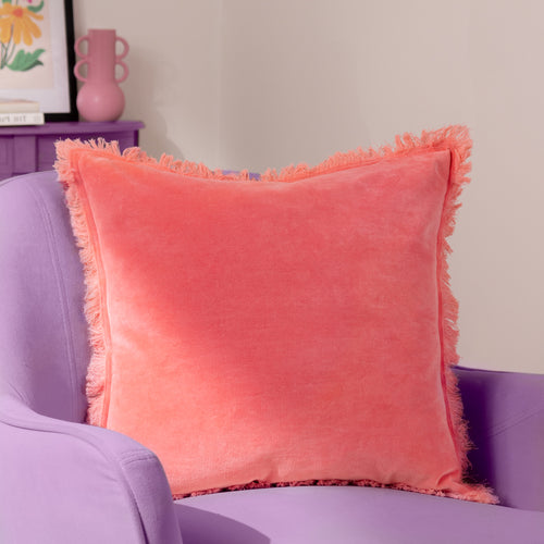 Plain Pink Cushions - Gracie  Cushion Cover Coral furn.