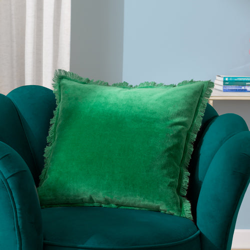 Plain Green Cushions - Gracie  Cushion Cover Emerald Green furn.