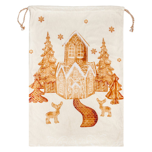  White Accessories - Gretel Printed Velvet Xmas Sack Cloud Dust/Ginger furn.