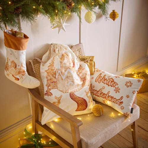  White Accessories - Gretel Printed Velvet Xmas Sack Cloud Dust/Ginger furn.