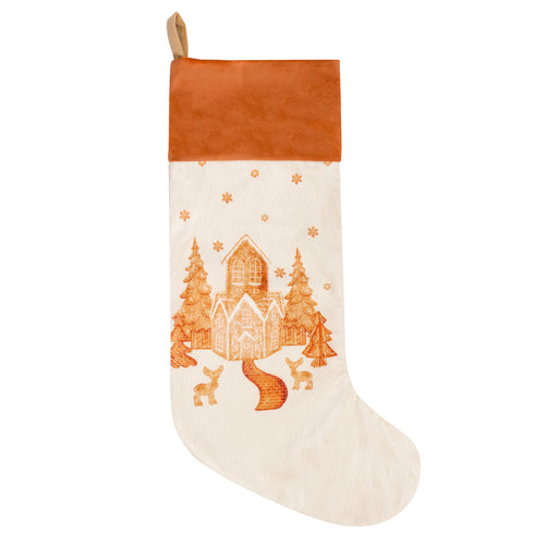  White Accessories - Gretel Printed Velvet Xmas Stocking Cloud Dust/Ginger furn.