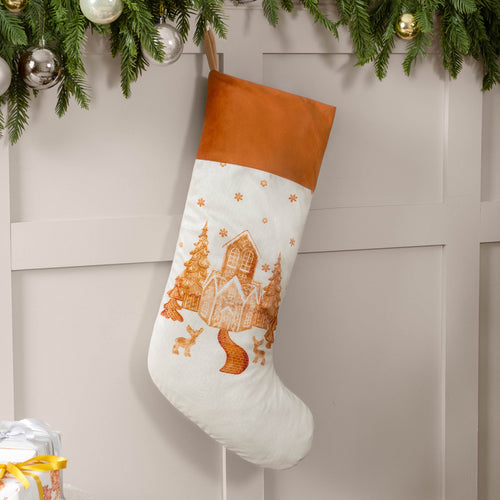  White Accessories - Gretel Printed Velvet Xmas Stocking Cloud Dust/Ginger furn.