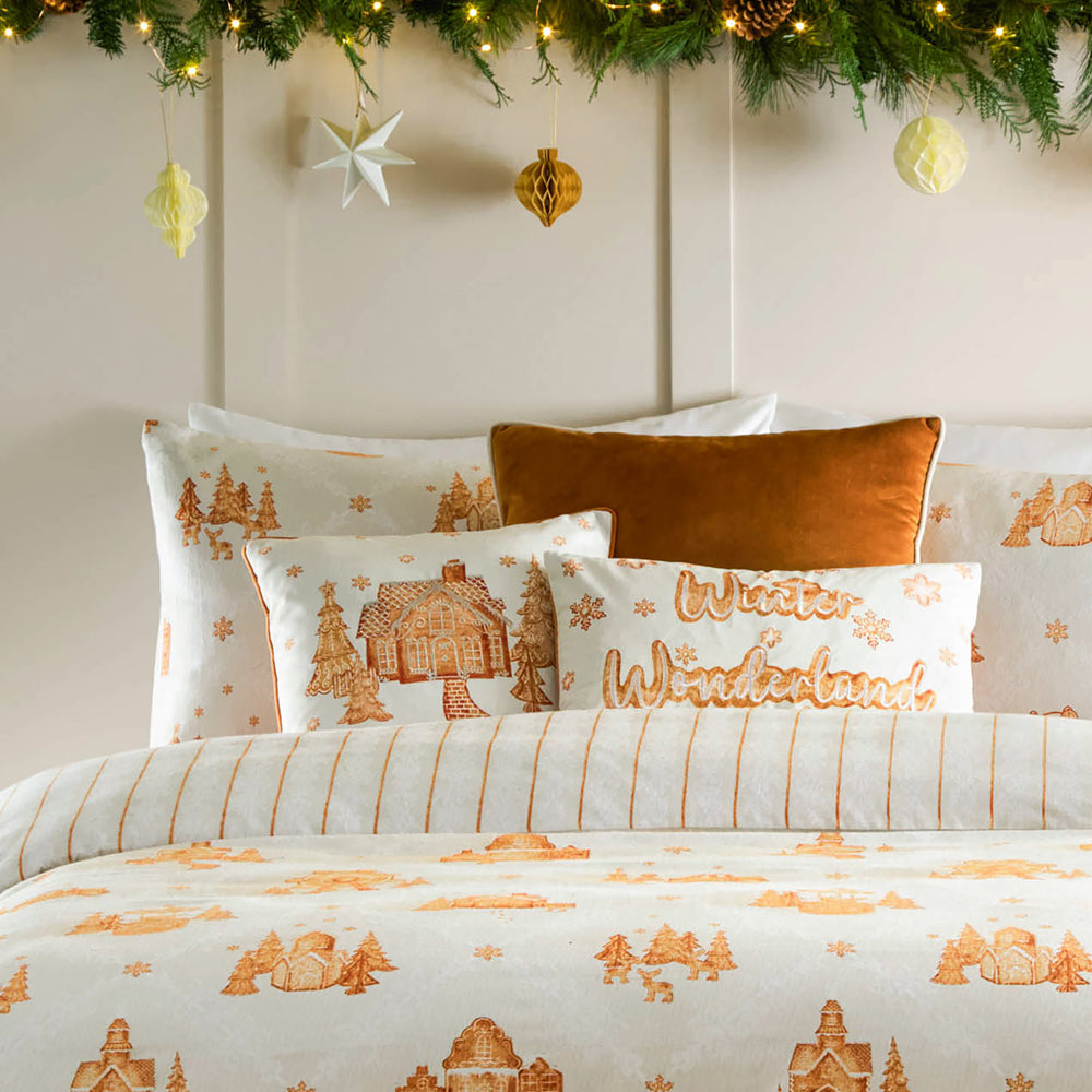 Gretel Winter Wonderland Embroidered Cushion Cloud Dust/Ginger
