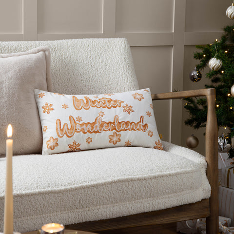 Gretel Brown Winter Wonderland Embroidered Cushion Cover | Cloud
