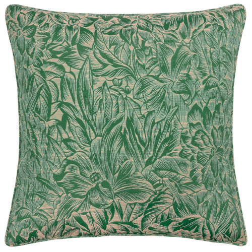 Floral Green Cushions - Grantley Jacquard Piped Cushion Cover Emerald Wylder