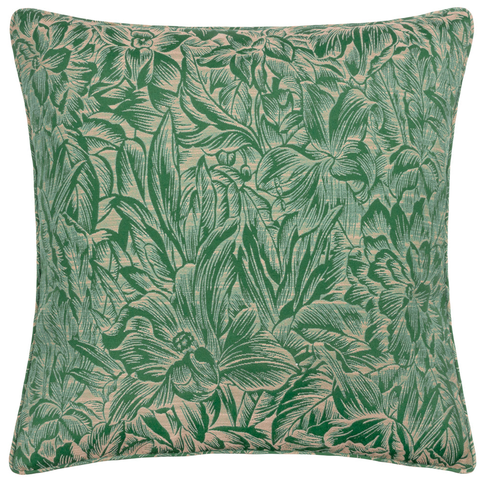Grantley Jacquard Piped Cushion Emerald