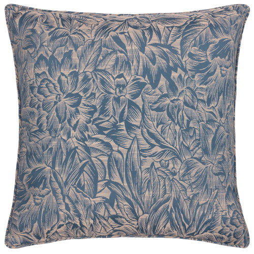 Floral Blue Cushions - Grantley Jacquard Piped Cushion Cover Wedgewood Wylder