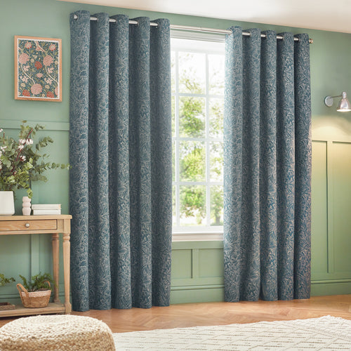 Floral Blue Curtains - Grantley Jacquard Eyelet Curtains Wedgewood Wylder