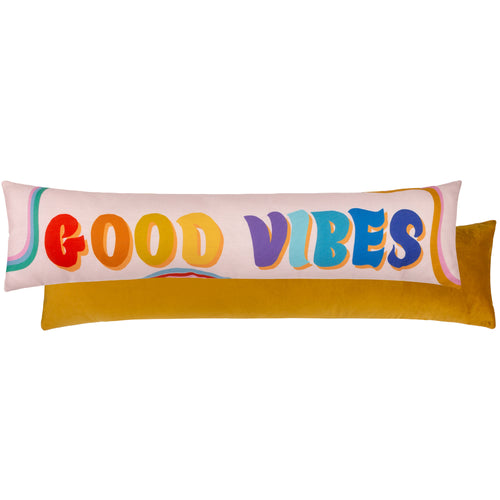  Multi Cushions - Good Vibes  Draught Excluder Pink/Gold Heya Home