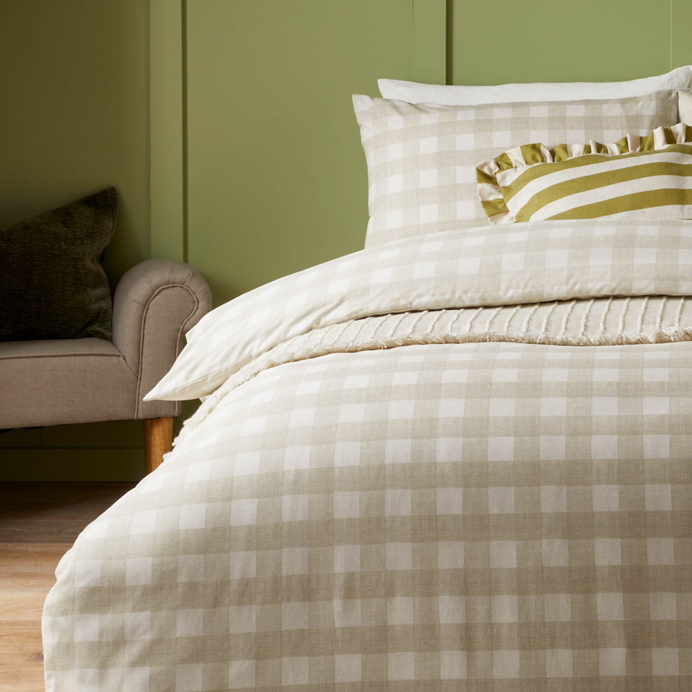 Hartsford Gingham Check Duvet Cover Set Neutral