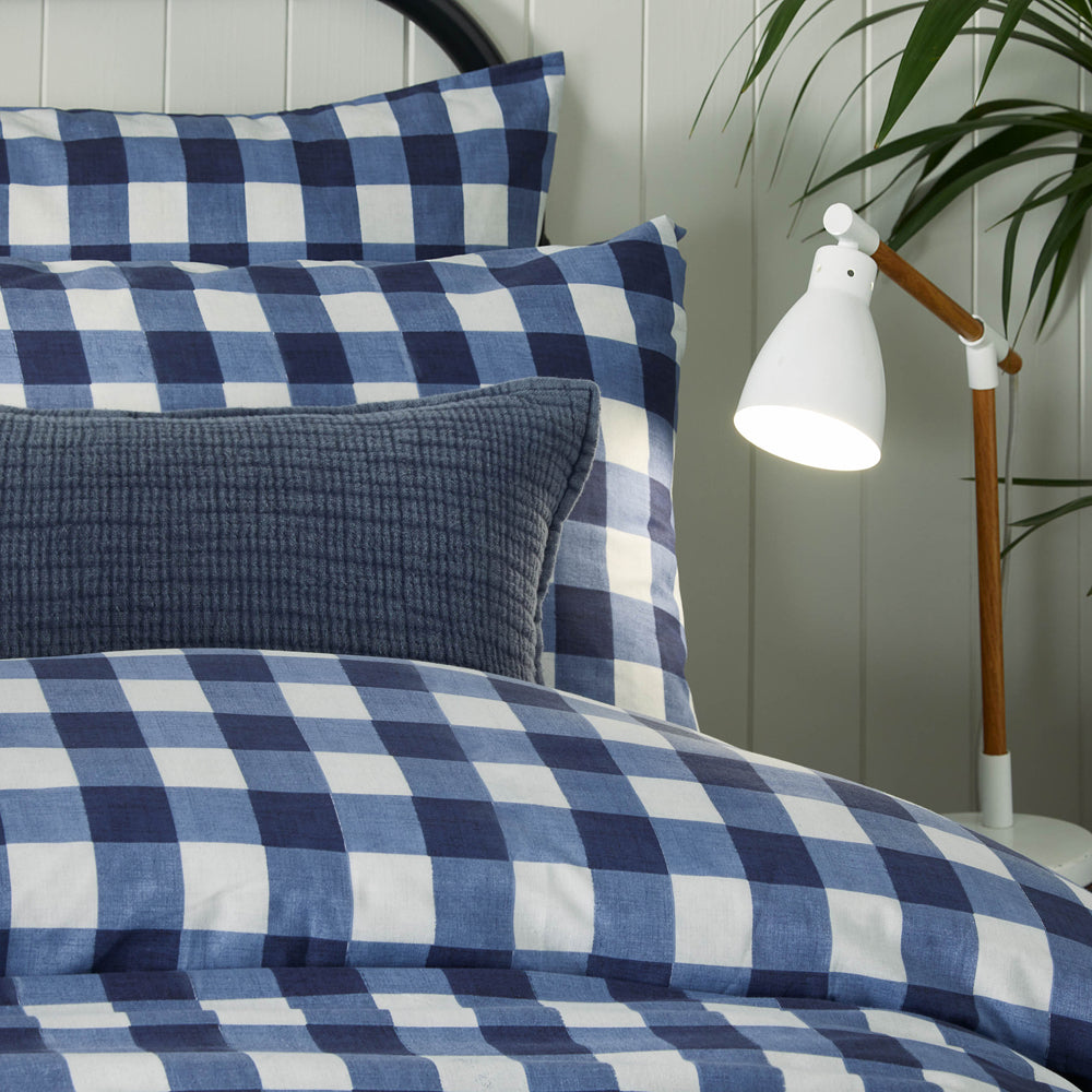 Hartsford Gingham Check Duvet Cover Set Navy