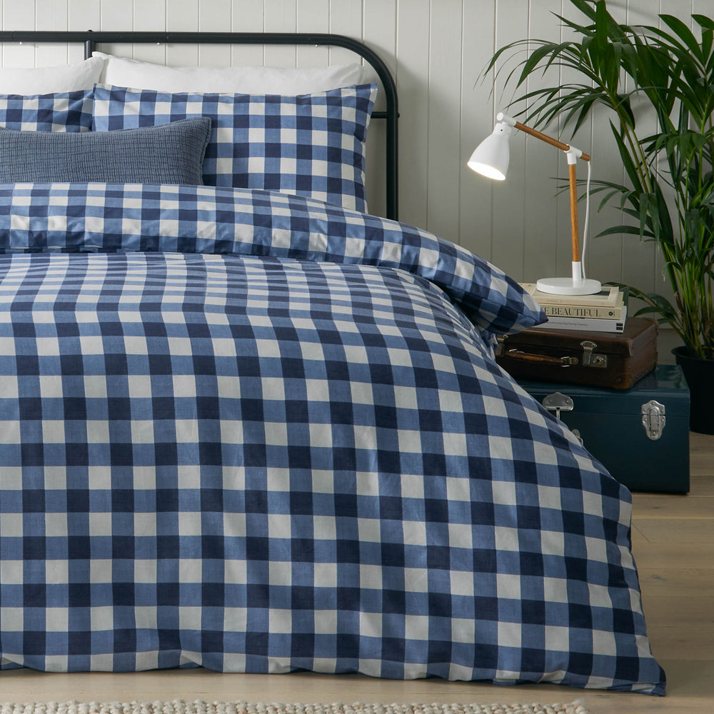 Hartsford Gingham Check Duvet Cover Set Navy