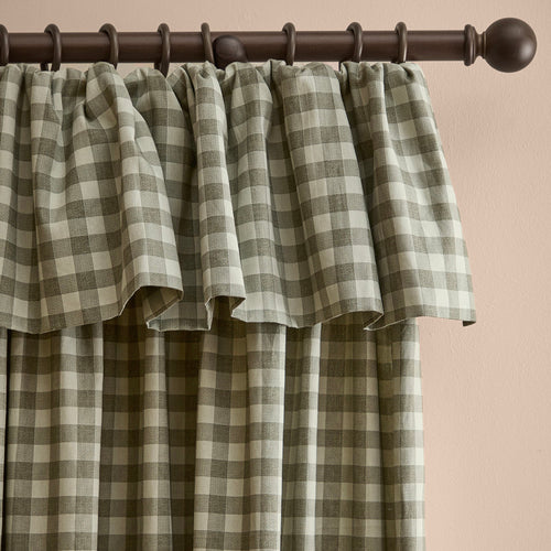 Harriet Gingham Printed Blackout Curtains Baygreen/Mist