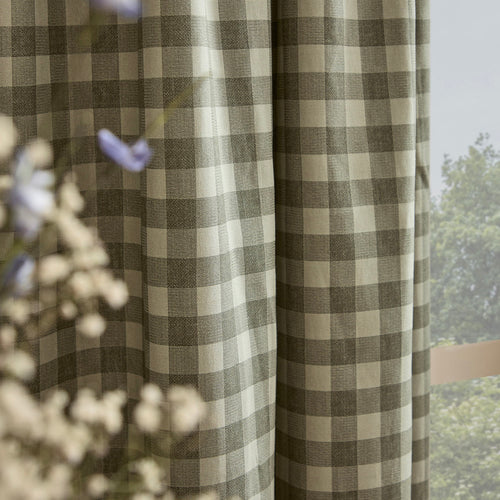 Harriet Gingham Printed Blackout Curtains Baygreen/Mist