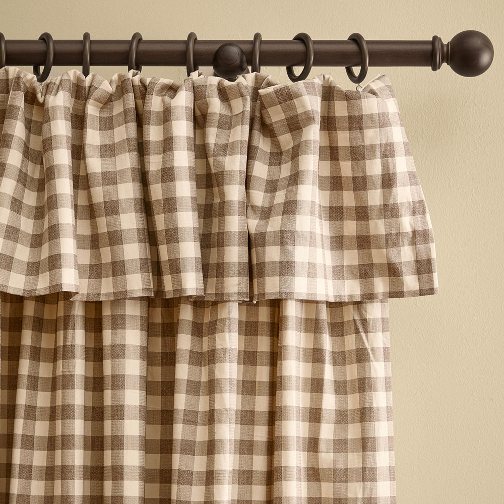 Harriet Gingham Printed Blackout Curtains Buttermilk/Chocolate
